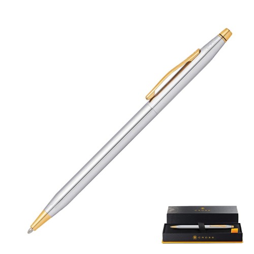 Błyszczący chromem długopis CROSS CLASSIC CENTURY Medalist ze złotymi wwykończeniami.
