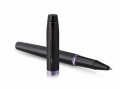 Czarno-fioletowe pióro kulkowe Parker IM Professionals Amethyst Purple z matowym korpusem, fioletowymi pierścieniami i czarną skuwką.