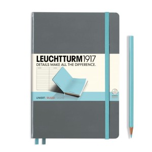 Notes LEUCHTTURM 1917 Medium BICOLORE antracytowo-jasnoniebieski linia