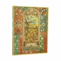 Przednia okladka notesu Paperblanks Viennese Fruit Ultra w linie z secesyjnym motywem bialych kwiatow i napisem Chrysanthemum Fragaria na dole.