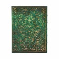 Tylna okladka luksusowego notesu Paperblanks Emerald Flower z pelnym symetrycznym wzorem barokowych tloczen roslinnych i zlocona rama.