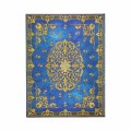 Tylna okladka luksusowego notesu Paperblanks Silk Sky z pelnym symetrycznym wzorem arabeski i zlocona dekoracyjna rama.