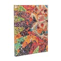 Przednia okladka notesu Paperblanks Gaudi's Sun Ultra w linie laczaca fioletowy tloczony panel z kolorowa mozaika ceramiczna w stylu trencadis.