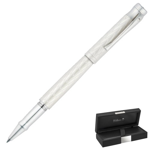 Pióro kulkowe Waldmann Aura Day ze srebra próby 925 z grawerunkiem Art Deco i jasnymi wykończeniami