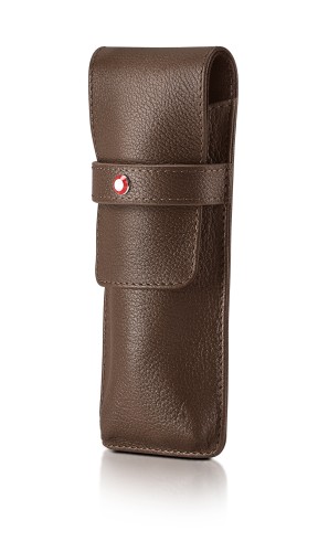 Brazowe skorzane etui na 2 piora Sheaffer z biala kropka